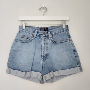 Vintage 90s Light Wash High Rise Cuffed Denim Mom Shorts Old Navy 2 Jean Shorts